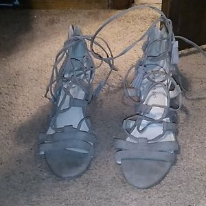 Wrap up ankle sandals with heel